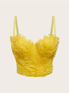 Feather Crystal Rhinestone Corset Top