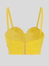 Load image into Gallery viewer, Yellow Rhinestone Flower Corset Top Vintage Style Strappy Bustier