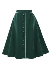 Load image into Gallery viewer, 1950S Red Button High Waist Swing Vintage Skirt