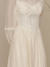 Load image into Gallery viewer, Peter Pan Collar Victorian Inspired Bustier White Lace Dress