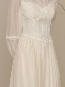 Peter Pan Collar Victorian Inspired Bustier White Lace Dress