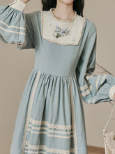 Load image into Gallery viewer, Edwardian Style Lace Blue Long Sleeve Vintage Dress