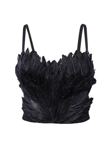 Feather Crystal Rhinestone Corset Top