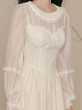 Load image into Gallery viewer, Peter Pan Collar Victorian Inspired Bustier White Lace Dress