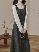 Load image into Gallery viewer, 2PS Vintage White Top and Grey Sequin Lace Dress Set