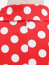 Load image into Gallery viewer, Red Polka Dots V Neck Short Sleeve Swing Vintage 1950S Dress
