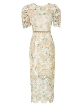 Load image into Gallery viewer, Pink Floral Embroidery Hollow Lace 1960S Vintage Dress