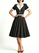 Load image into Gallery viewer, Women's Red 1950s Rockabilly Polka Dot Swing Dress