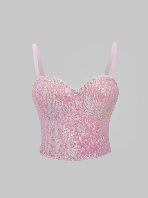 Vintage Pink Sequin Barbie Corset