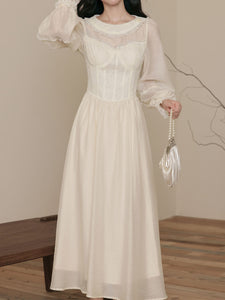 Peter Pan Collar Victorian Inspired Bustier White Lace Dress