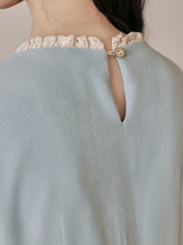Load image into Gallery viewer, Edwardian Style Lace Blue Long Sleeve Vintage Dress