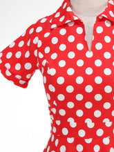 Load image into Gallery viewer, Red Polka Dots V Neck Short Sleeve Swing Vintage 1950S Dress