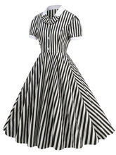 Load image into Gallery viewer, Beetlejuice Costume Short Sleeve Vintage Dress With Black and White Vertical Stripe