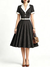 Load image into Gallery viewer, Women's Red 1950s Rockabilly Polka Dot Swing Dress