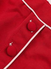Load image into Gallery viewer, 1950S Red Button High Waist Swing Vintage Skirt