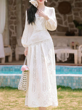 Load image into Gallery viewer, 1950S White V Neck Lace Long Sleeve Swing Dress
