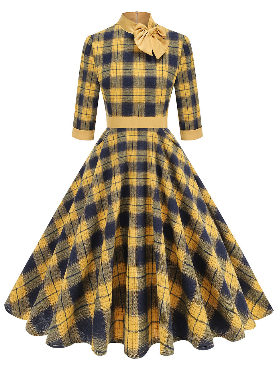 Yellow Plaid Vintage Dress With Pockets Inspired by Clueless Cher Horowitz, Yellow / S