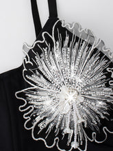 Load image into Gallery viewer, Victorian-Inspired Lace-Up Bustier with Floral Embroidery &amp; Crystal Rhinestones Black Corset Top