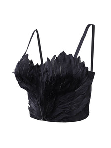 Feather Crystal Rhinestone Corset Top