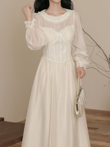 Peter Pan Collar Victorian Inspired Bustier White Lace Dress