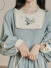 Load image into Gallery viewer, Edwardian Style Lace Blue Long Sleeve Vintage Dress