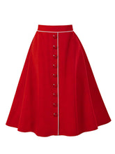 Load image into Gallery viewer, 1950S Red Button High Waist Swing Vintage Skirt