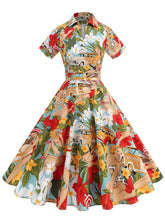 Load image into Gallery viewer, Red Polka Dots V Neck Short Sleeve Swing Vintage 1950S Dress