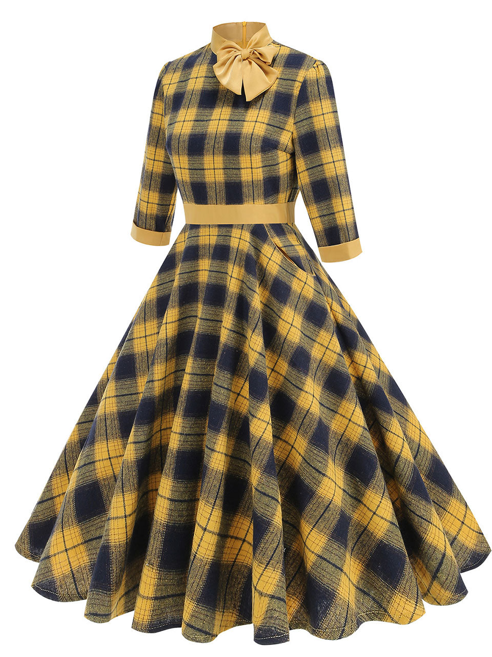 Yellow Plaid Vintage Dress With Pockets Inspired by Clueless Cher Horowitz, Yellow / XL Yellow Plaid Vintage Dress With Pockets Inspired by Clueless Cher Horowitz, Yellow / XL