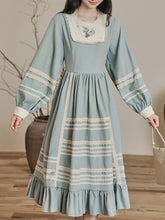 Load image into Gallery viewer, Edwardian Style Lace Blue Long Sleeve Vintage Dress