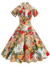 Load image into Gallery viewer, Red Polka Dots V Neck Short Sleeve Swing Vintage 1950S Dress