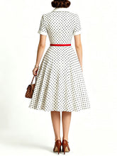 Load image into Gallery viewer, Women's Red 1950s Rockabilly Polka Dot Swing Dress