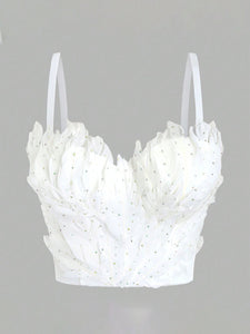 Feather Crystal Rhinestone Corset Top