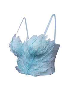 Feather Crystal Rhinestone Corset Top