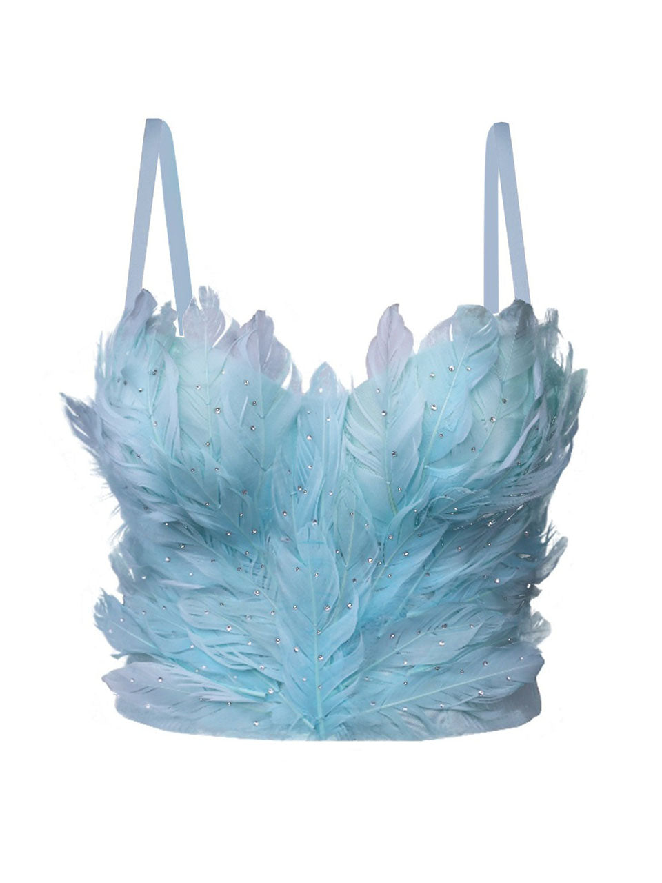 Feather Crystal Rhinestone Corset Top