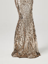 Load image into Gallery viewer, Gold 1920S Sequined Fringe Flapper Maxi Dress