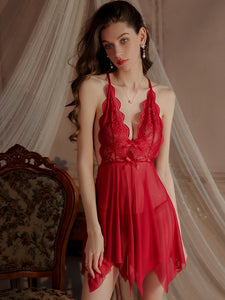 Pink Spaghetti Strap Lingerie Sexy Babydolls