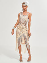 Load image into Gallery viewer, One-shoulder Strap Sequin Irregular Hem Tassel 1920S Gatsby Dress