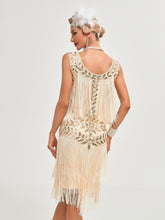 Load image into Gallery viewer, Crew Neck Sequined Beaded Tassels 1920S Gatsby Dress