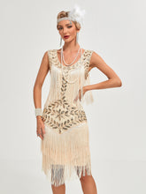 Load image into Gallery viewer, Crew Neck Sequined Beaded Tassels 1920S Gatsby Dress