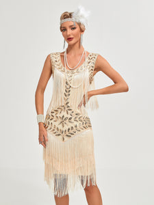 Crew Neck Sequined Beaded Tassels 1920S Gatsby Dress
