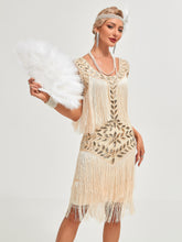 Load image into Gallery viewer, Crew Neck Sequined Beaded Tassels 1920S Gatsby Dress
