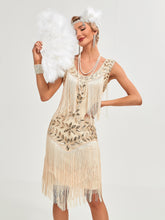 Load image into Gallery viewer, Crew Neck Sequined Beaded Tassels 1920S Gatsby Dress