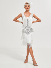 Load image into Gallery viewer, Crew Neck Sequined Beaded Tassels 1920S Gatsby Dress