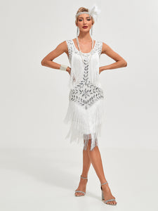 Crew Neck Sequined Beaded Tassels 1920S Gatsby Dress