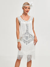 Load image into Gallery viewer, Crew Neck Sequined Beaded Tassels 1920S Gatsby Dress
