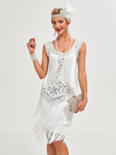 Load image into Gallery viewer, Crew Neck Sequined Beaded Tassels 1920S Gatsby Dress