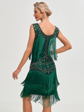 Load image into Gallery viewer, Crew Neck Sequined Beaded Tassels 1920S Gatsby Dress