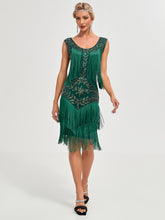 Load image into Gallery viewer, Crew Neck Sequined Beaded Tassels 1920S Gatsby Dress