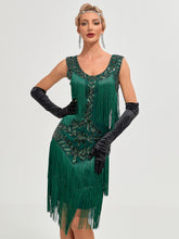 Load image into Gallery viewer, Crew Neck Sequined Beaded Tassels 1920S Gatsby Dress