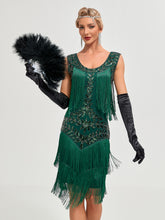 Load image into Gallery viewer, Crew Neck Sequined Beaded Tassels 1920S Gatsby Dress